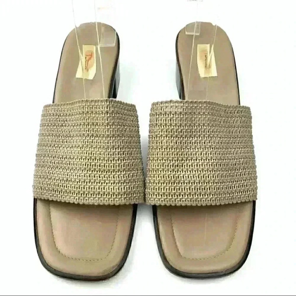 Talbots womens sandals 11 taupe 80s 90s vintage square toe slides coastal granny - Picture 2 of 13